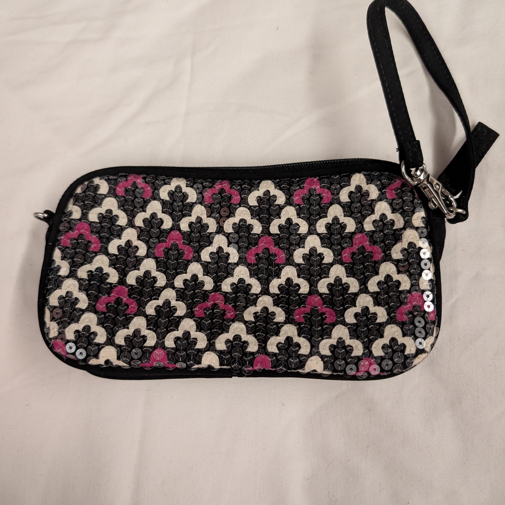 Vera Bradley Black and Pink Geometric Clutch